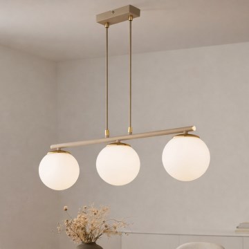 Brilagi - Lustr na lanku MILO ECRU 3xE27/60W/230V béžová/zlatá