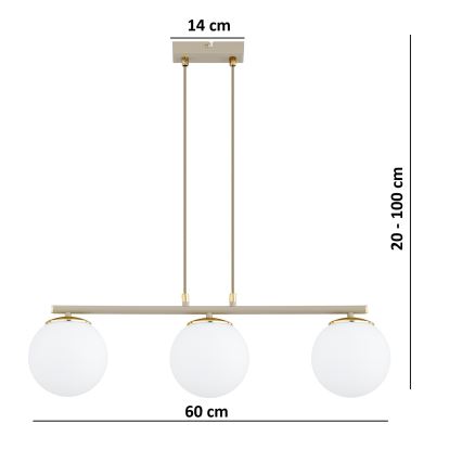 Brilagi - Lustr na lanku MILO ECRU 3xE27/60W/230V béžová/zlatá