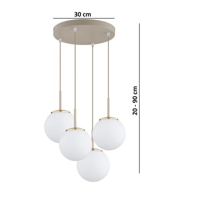 Brilagi - Lustr na lanku MILO ECRU 4xE27/60W/230V béžová/zlatá