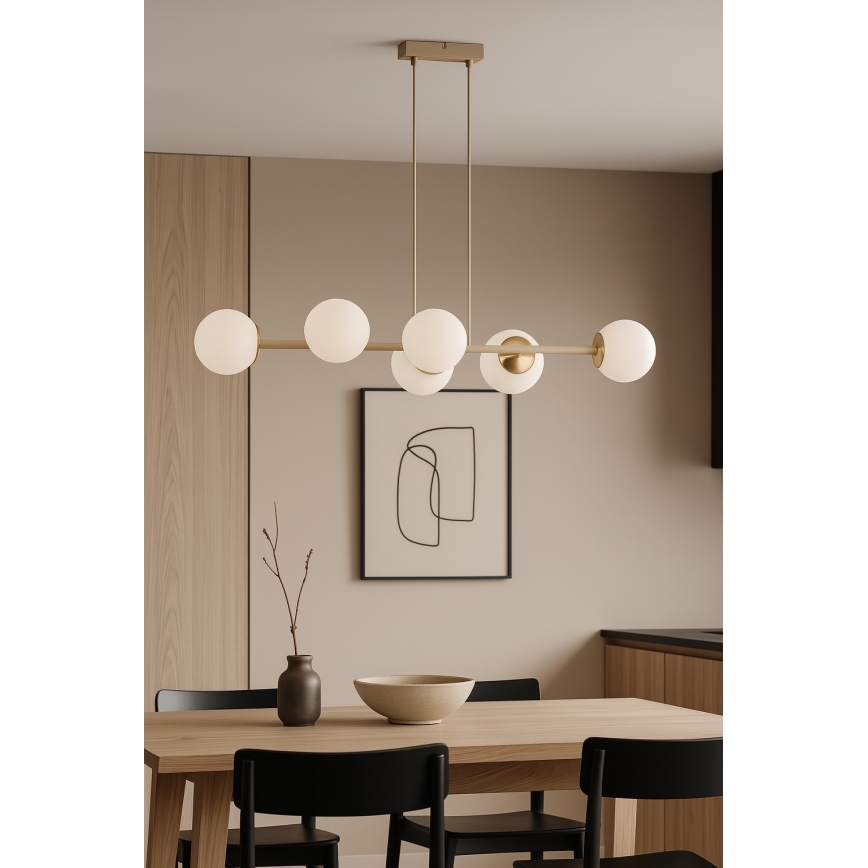 Brilagi - Lustr na lanku MILO ECRU 6xE27/60W/230V béžová/zlatá