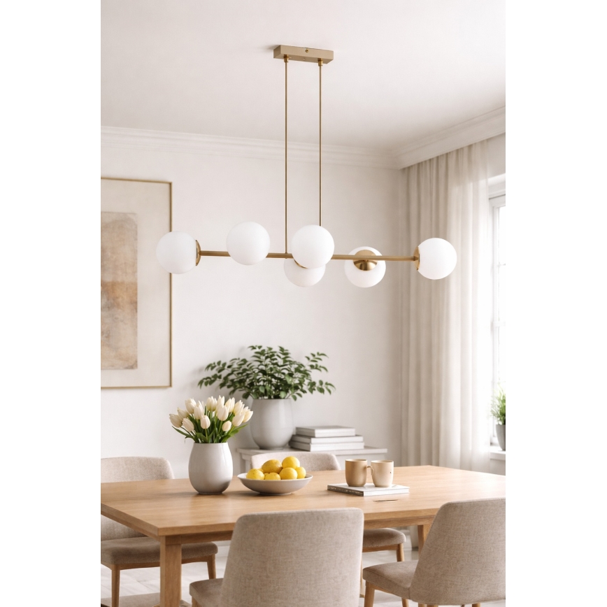 Brilagi - Lustr na lanku MILO ECRU 6xE27/60W/230V béžová/zlatá