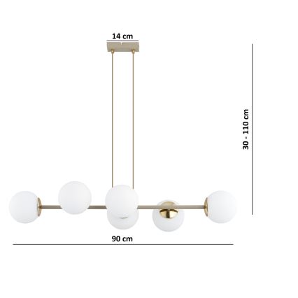 Brilagi - Lustr na lanku MILO ECRU 6xE27/60W/230V béžová/zlatá