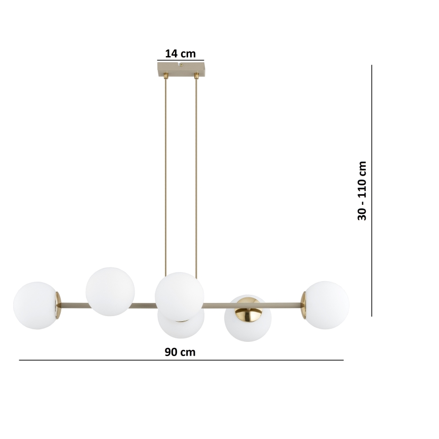 Brilagi - Lustr na lanku MILO ECRU 6xE27/60W/230V béžová/zlatá