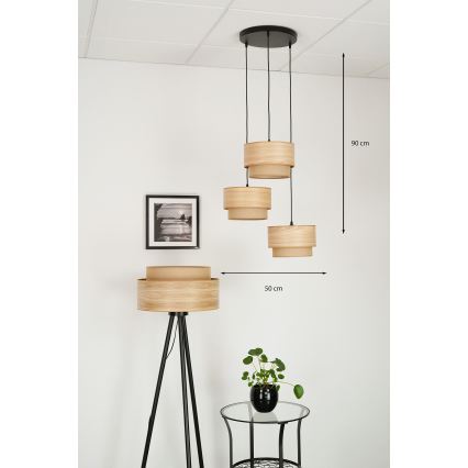 Brilagi - Lustr na lanku MONTANA BOHO 3xE27/15W/230V hnědá/černá