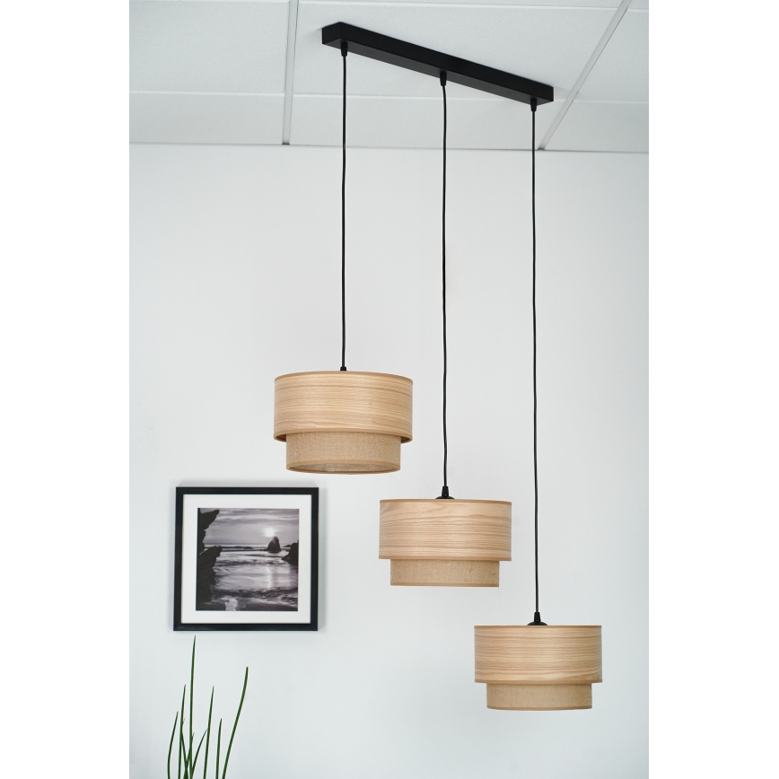 Brilagi - Lustr na lanku MONTANA BOHO 3xE27/15W/230V hnědá/černá
