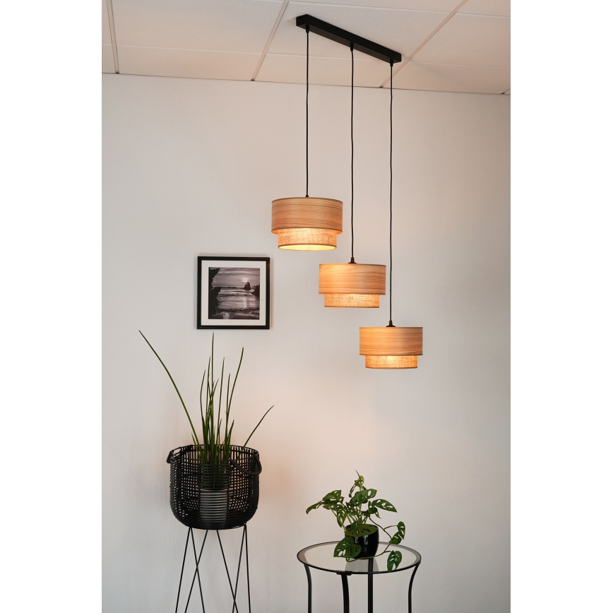 Brilagi - Lustr na lanku MONTANA BOHO 3xE27/15W/230V hnědá/černá