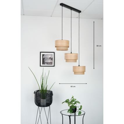 Brilagi - Lustr na lanku MONTANA BOHO 3xE27/15W/230V hnědá/černá