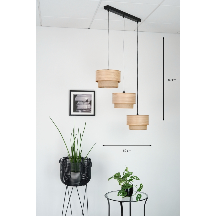 Brilagi - Lustr na lanku MONTANA BOHO 3xE27/15W/230V hnědá/černá