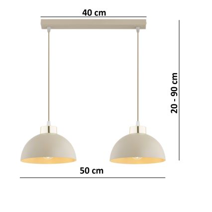 Brilagi - Lustr na lanku MOON 2xE27/60W/230V béžová/zlatá