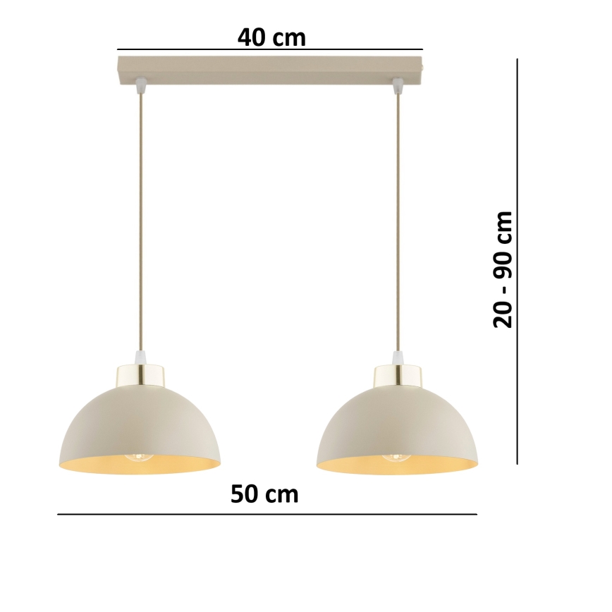 Brilagi - Lustr na lanku MOON 2xE27/60W/230V béžová/zlatá