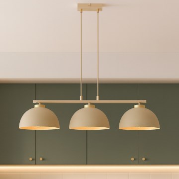 Brilagi - Lustr na lanku MOON 3xE27/60W/230V béžová/zlatá