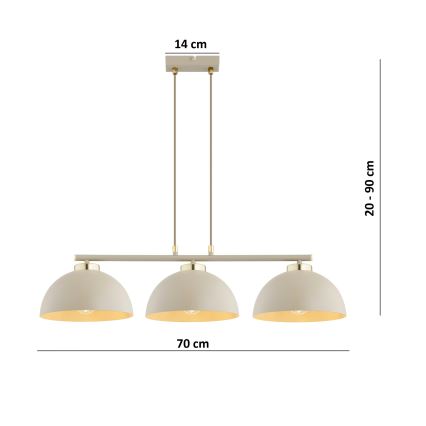 Brilagi - Lustr na lanku MOON 3xE27/60W/230V béžová/zlatá