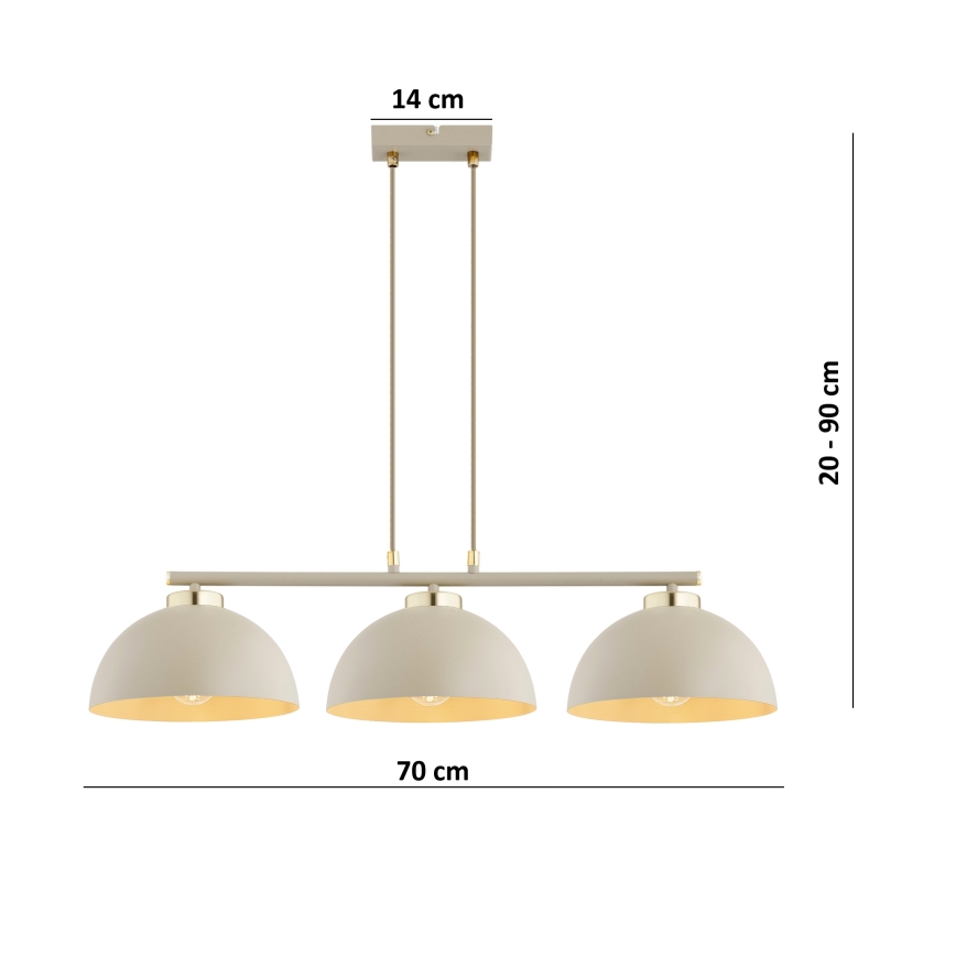 Brilagi - Lustr na lanku MOON 3xE27/60W/230V béžová/zlatá