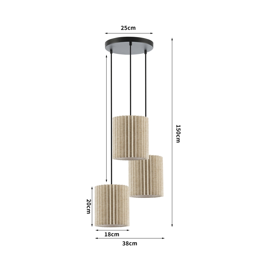 Brilagi - Lustr na lanku NORDIC WAVE 3xE27/15W/230V pr. 38 cm len/černá