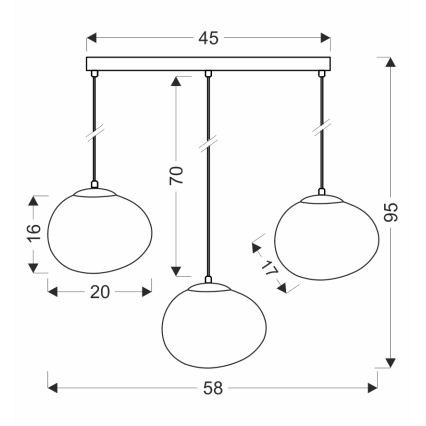 BRILAGI - Lustr na lanku PEBBLES 3xE27/40W/230V černá