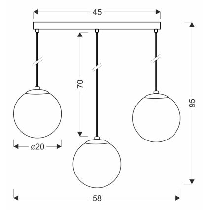 BRILAGI - Lustr na lanku POLOS 3xE27/40W/230V černá