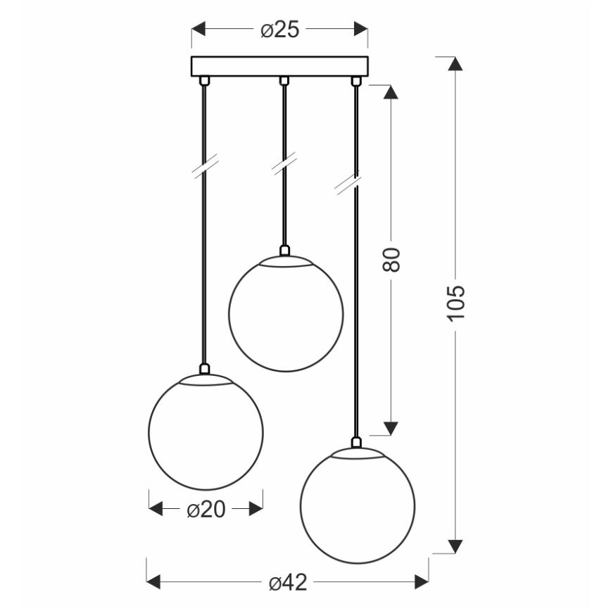 BRILAGI - Lustr na lanku POLOS 3xE27/40W/230V pr. 42 cm černá