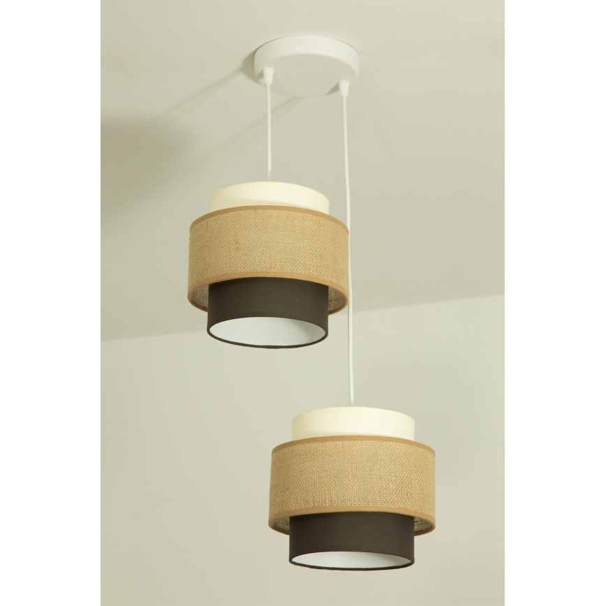 Brilagi - Lustr na lanku RESNA 2xE27/60W/230V pr. 30 cm béžová/černá