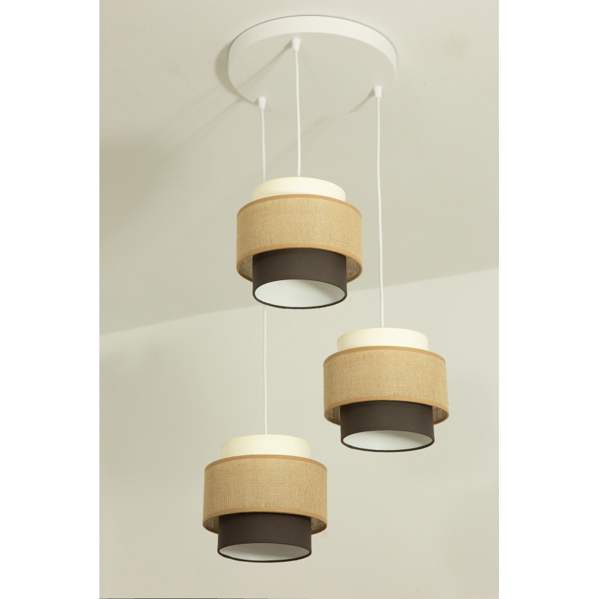 Brilagi - Lustr na lanku RESNA 3xE27/60W/230V pr. 45 cm béžová/černá