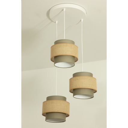 Brilagi - Lustr na lanku RESNA 3xE27/60W/230V pr. 45 cm hnědá/béžová