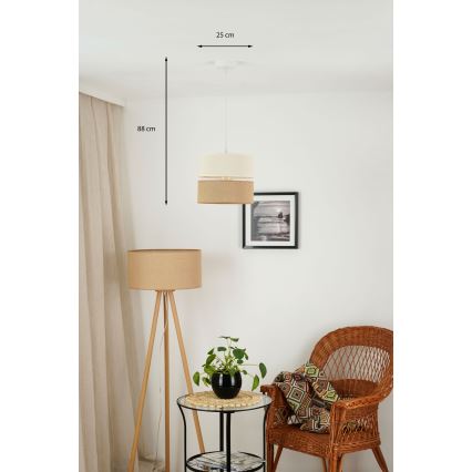 Brilagi - Lustr na lanku ROYAL YUTE 1xE27/15W/230V pr. 25 cm béžová/krémová