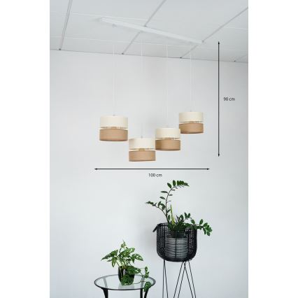 Brilagi - Lustr na lanku ROYAL YUTE 4xE27/15W/230V béžová/krémová/bílá