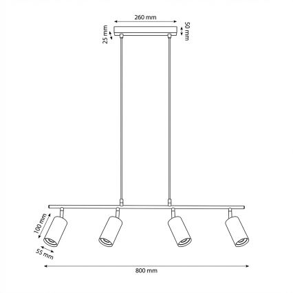 Brilagi - Lustr na lanku SELE 4xGU10/30W/230V černá