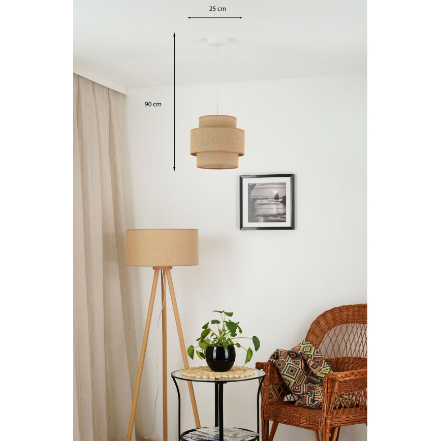 Brilagi - Lustr na lanku SPACE YUTE 1xE27/15W/230V pr. 25 cm béžová/bílá