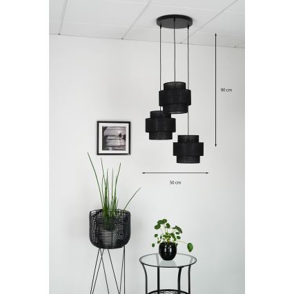 Brilagi - Lustr na lanku SPACE YUTE 3xE27/15W/230V černá