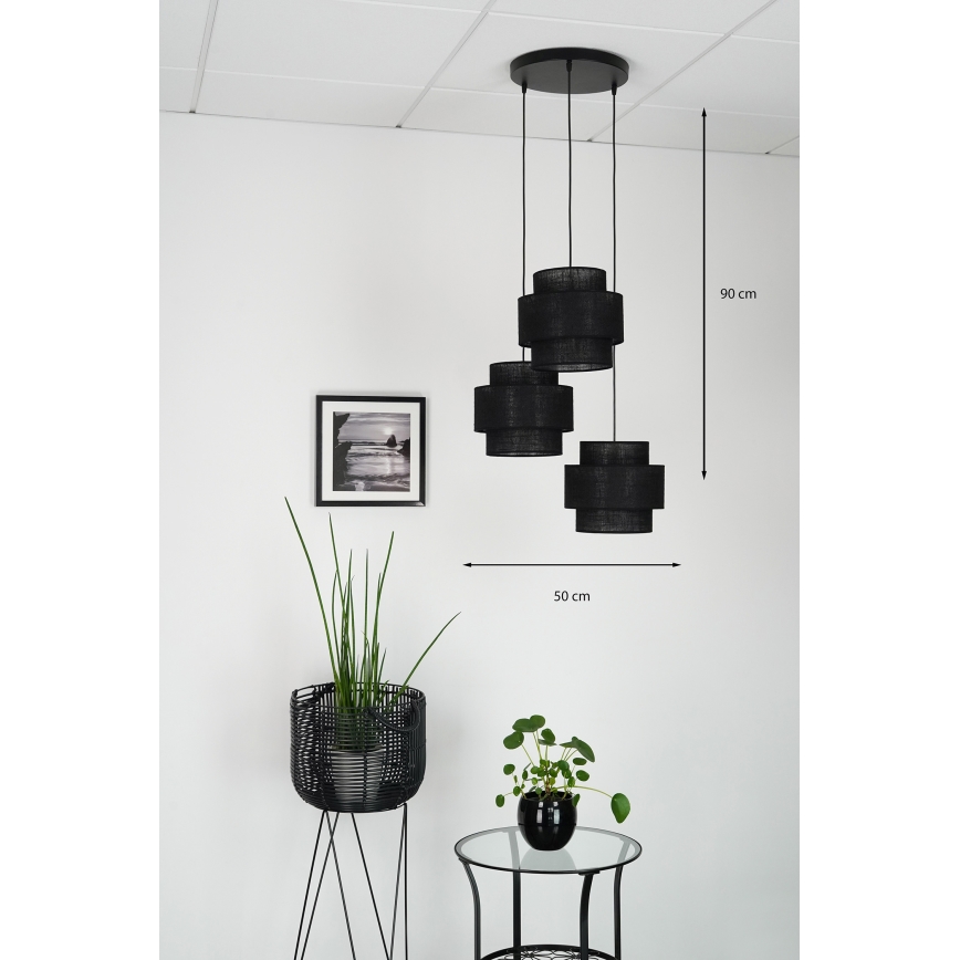Brilagi - Lustr na lanku SPACE YUTE 3xE27/15W/230V černá