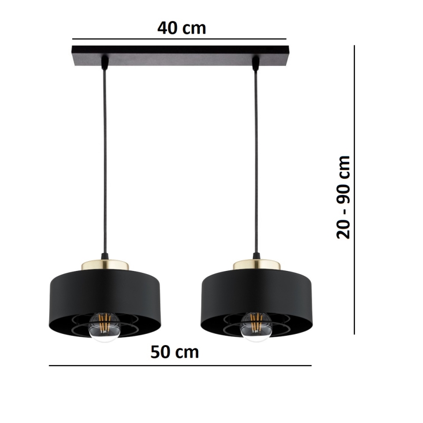 Brilagi - Lustr na lanku SPRING 2xE27/60W/230V černá/zlatá