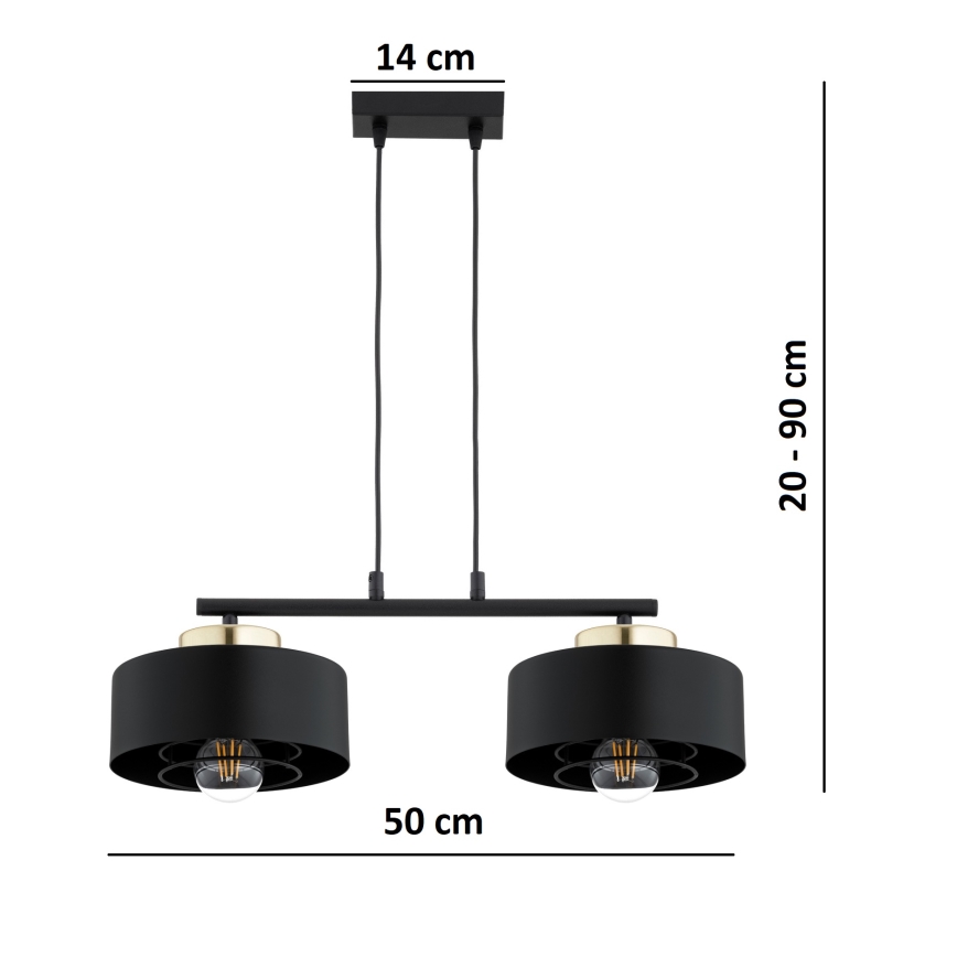 Brilagi - Lustr na lanku SPRING 2xE27/60W/230V černá/zlatá