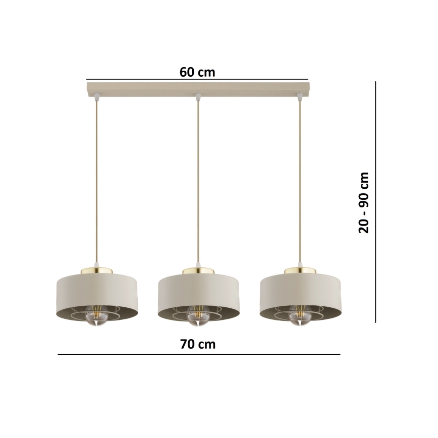 Brilagi - Lustr na lanku SPRING 3xE27/60W/230V béžová/zlatá