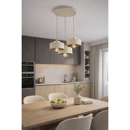 Brilagi - Lustr na lanku SPRING 3xE27/60W/230V béžová/zlatá