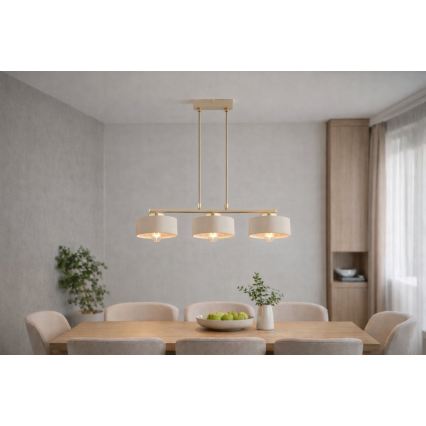 Brilagi - Lustr na lanku SPRING 3xE27/60W/230V béžová/zlatá