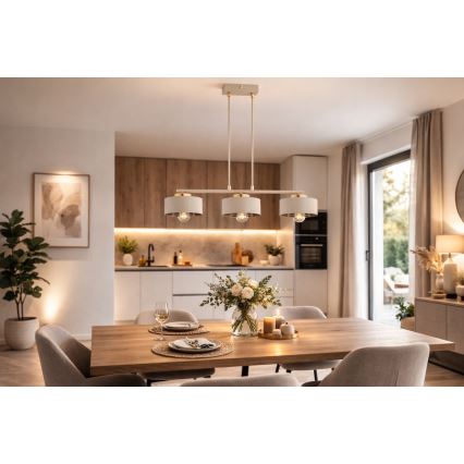 Brilagi - Lustr na lanku SPRING 3xE27/60W/230V béžová/zlatá