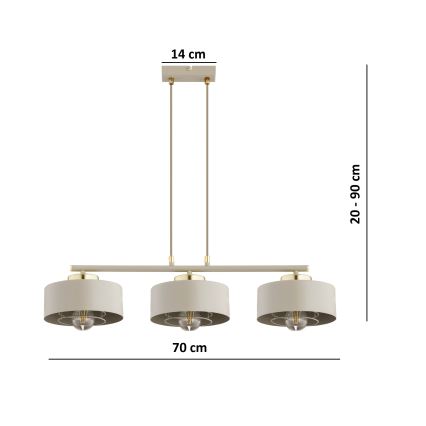 Brilagi - Lustr na lanku SPRING 3xE27/60W/230V béžová/zlatá