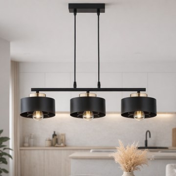Brilagi - Lustr na lanku SPRING 3xE27/60W/230V černá/zlatá