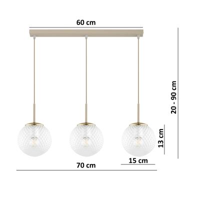 Brilagi - Lustr na lanku STELLA 3xE27/60W/230V béžová/zlatá