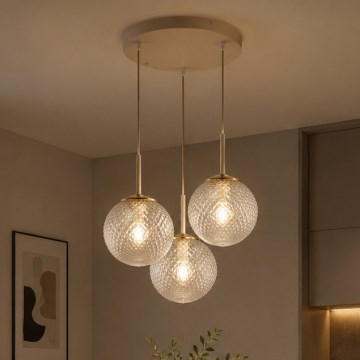 Brilagi - Lustr na lanku STELLA 3xE27/60W/230V béžová/zlatá