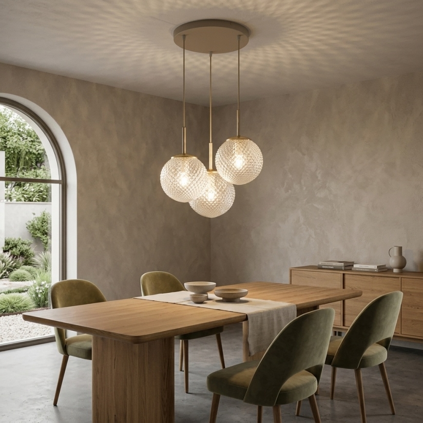 Brilagi - Lustr na lanku STELLA 3xE27/60W/230V béžová/zlatá