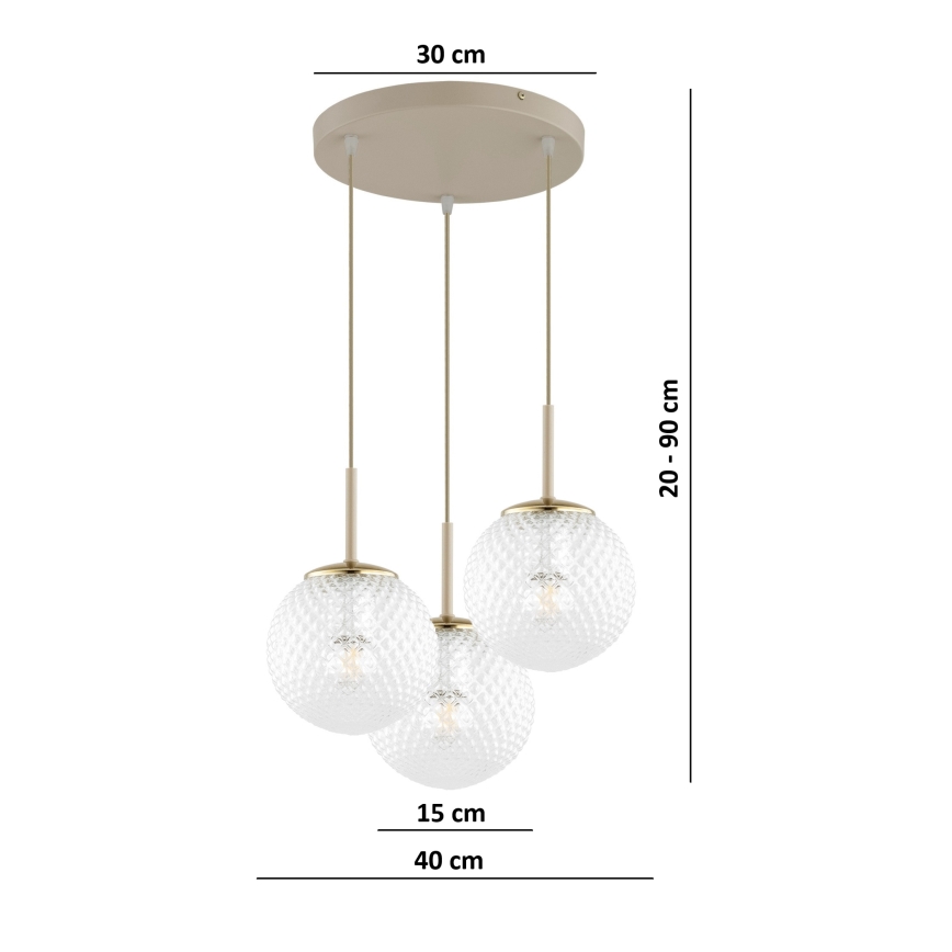 Brilagi - Lustr na lanku STELLA 3xE27/60W/230V béžová/zlatá