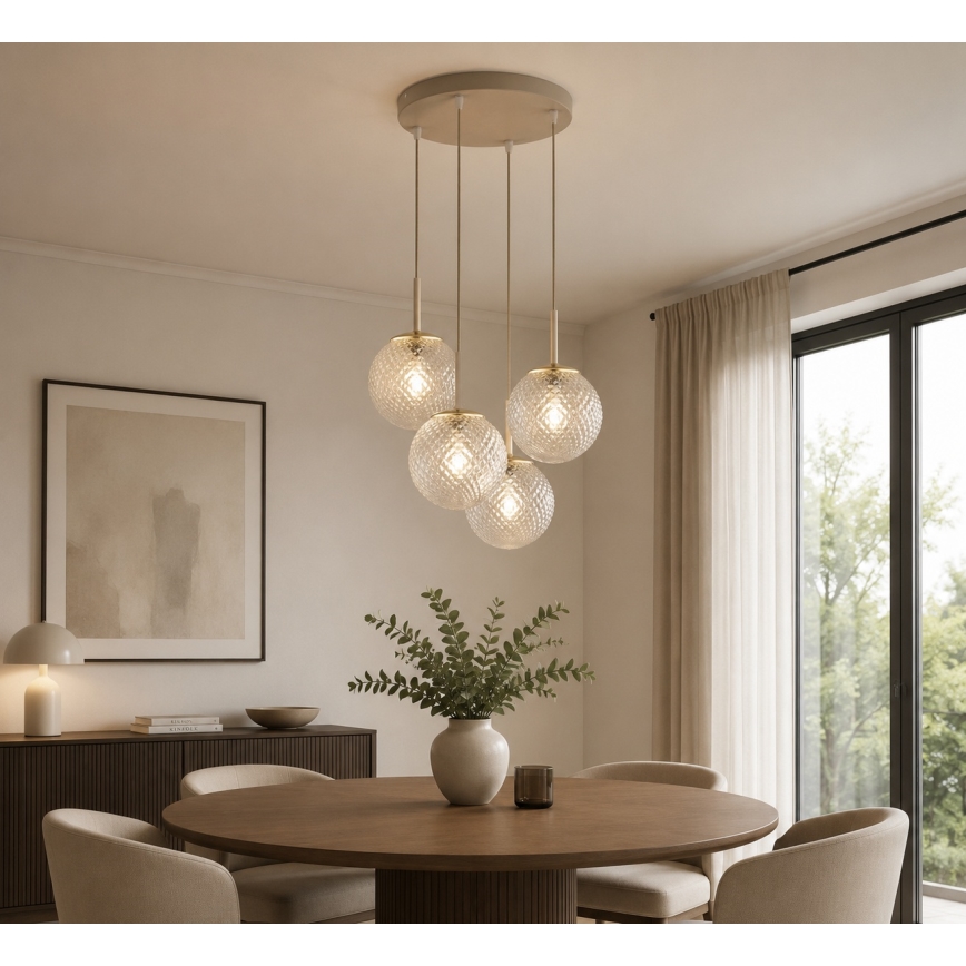 Brilagi - Lustr na lanku STELLA 4xE27/60W/230V béžová/zlatá