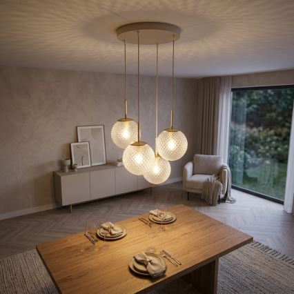 Brilagi - Lustr na lanku STELLA 4xE27/60W/230V béžová/zlatá