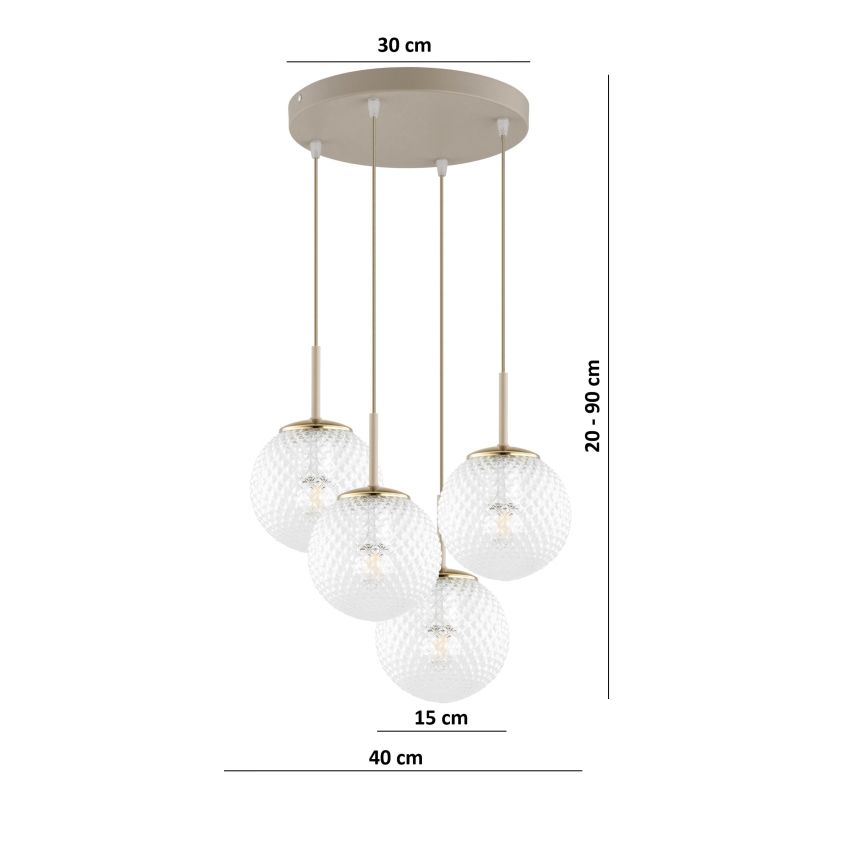 Brilagi - Lustr na lanku STELLA 4xE27/60W/230V béžová/zlatá