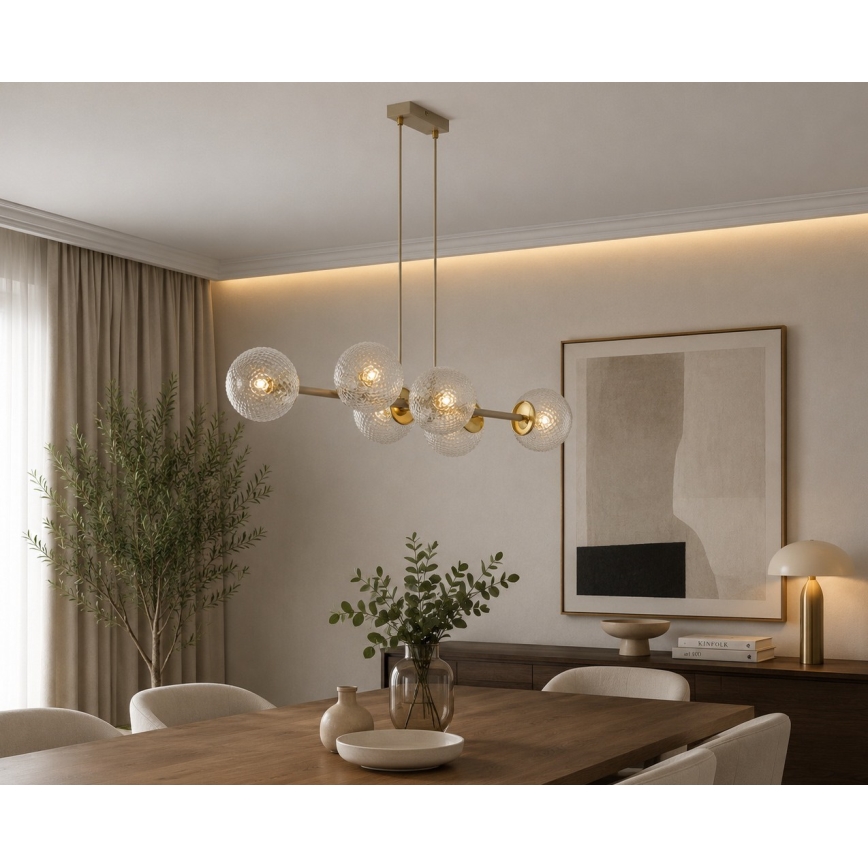 Brilagi - Lustr na lanku STELLA 6xE27/60W/230V béžová/zlatá