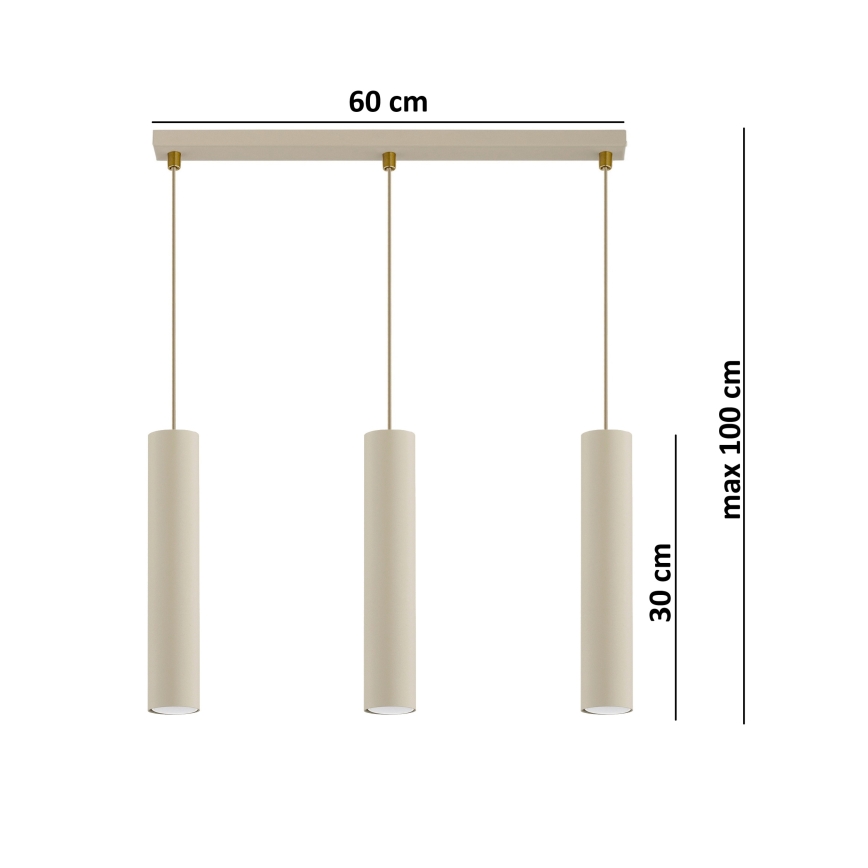 Brilagi - Lustr na lanku TUBE 3xGU10/15W/230V béžová/zlatá