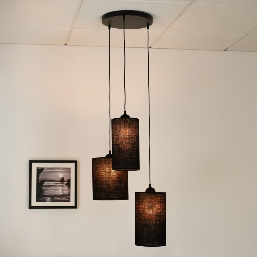 Brilagi - Lustr na lanku TUBES 3xE27/15W/230V černá