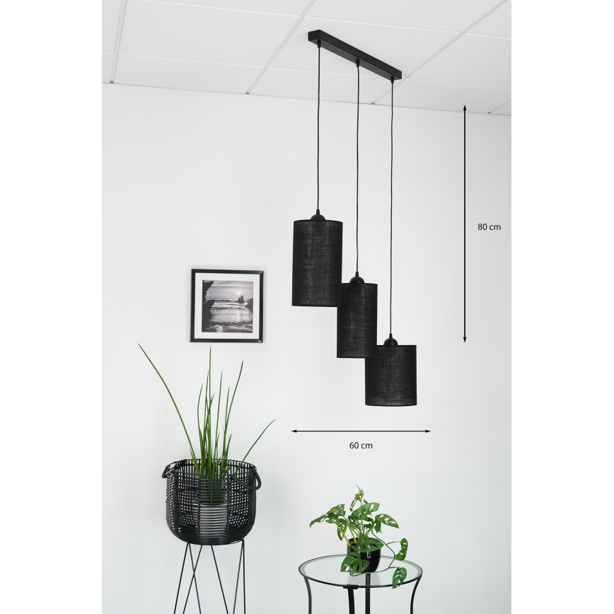 Brilagi - Lustr na lanku TUBES 3xE27/15W/230V černá