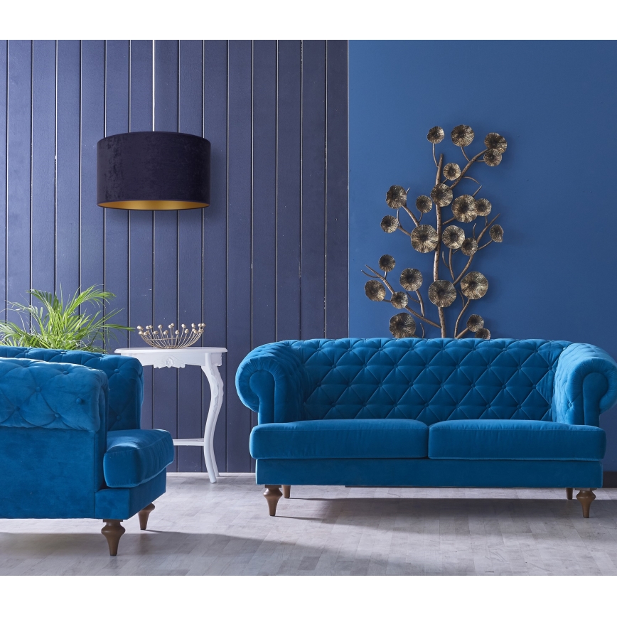 Brilagi - Lustr na lanku VELVET 1xE27/40W/230V modrá/zlatá